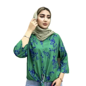 شومیز یقه برگرد جلو گره ای گلدار