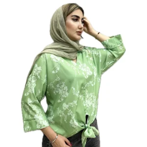 شومیز یقه برگرد جلو گره ای گلدار